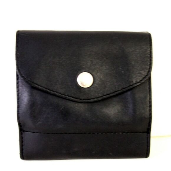 4.5"x4" VTG MICHAEL GREEN SCANDIABAG BLACK GENUINE LEATHER ID CARD BILL WALLET - Picture 2 of 6